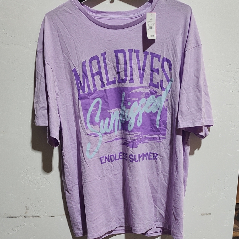 Purple Graphic T-Shirt, 1x/2x ,New